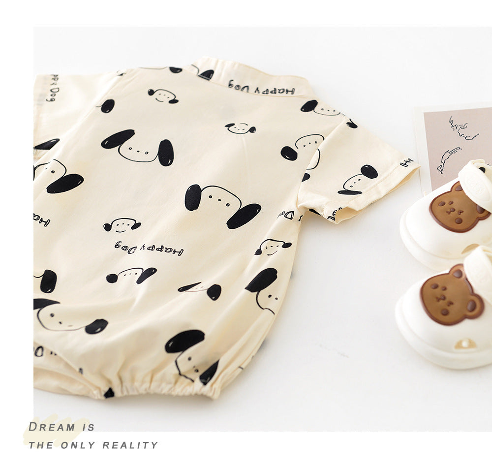 Baby Short Sleeve Romper with Dog Print【mh0001911】