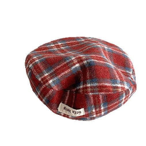 キッズ帽子 チェック ベレー帽 キャスケット【mh0011841】
