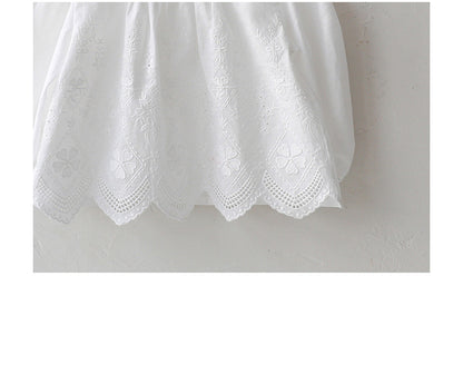 -スクエアネックレースブラウス長袖トップス刺繍カットワーク【mh0010823】 - mamahalo shop - 長袖シャツ・ブラウス -  べビー服 - 子供服 - 男の子 - 女の子