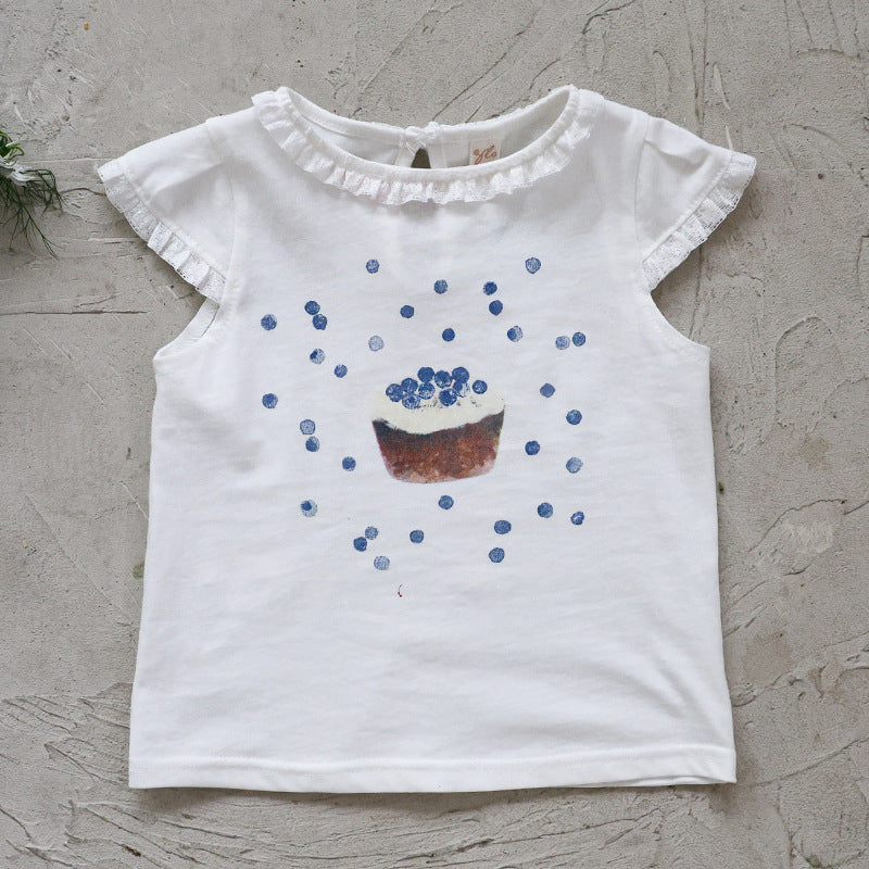 Flounce Sleeve Cupcake Tee フリルスリーブ カップケーキ Tシャツ【mh0012987】