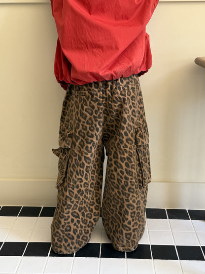 -レオパード柄ワイドパンツ ビッグポケット付きストレートロングパンツ【mh0010778】 - mamahalo shop - ロングパンツ・スウェットパンツ -  べビー服 - 子供服 - 男の子 - 女の子