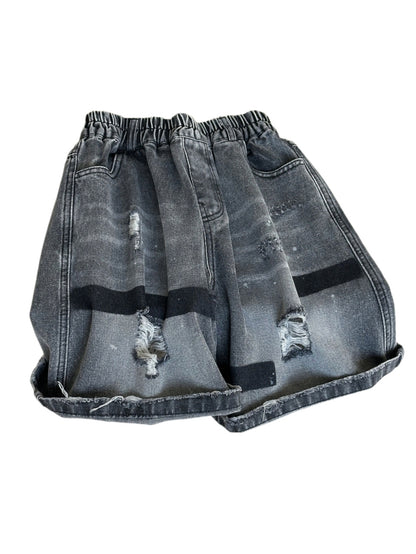 Distressed Denim Shorts ダメージデニム ハーフパンツ【mh0012938】