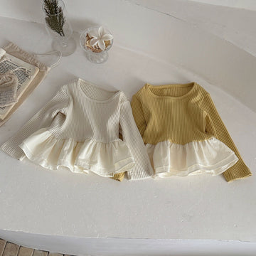 Baby/Kids Peplum Frill Ribbed Long-Sleeve T-Shirt [mh0014484]