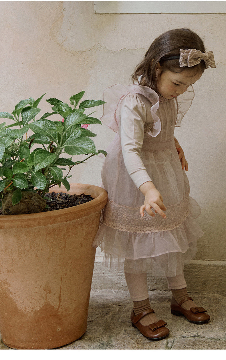 -襟元フリル長袖Tシャツ レース切り替えブラウス【mh0010832】 - mamahalo shop - 長袖Tシャツ -  べビー服 - 子供服 - 男の子 - 女の子