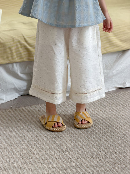 Pantalones anchos tobilleros con encaje de puntos (mh0012759)