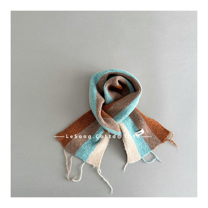 キッズマフラー カラフルストライプ ニット ネックウォーマー【mh0011845】