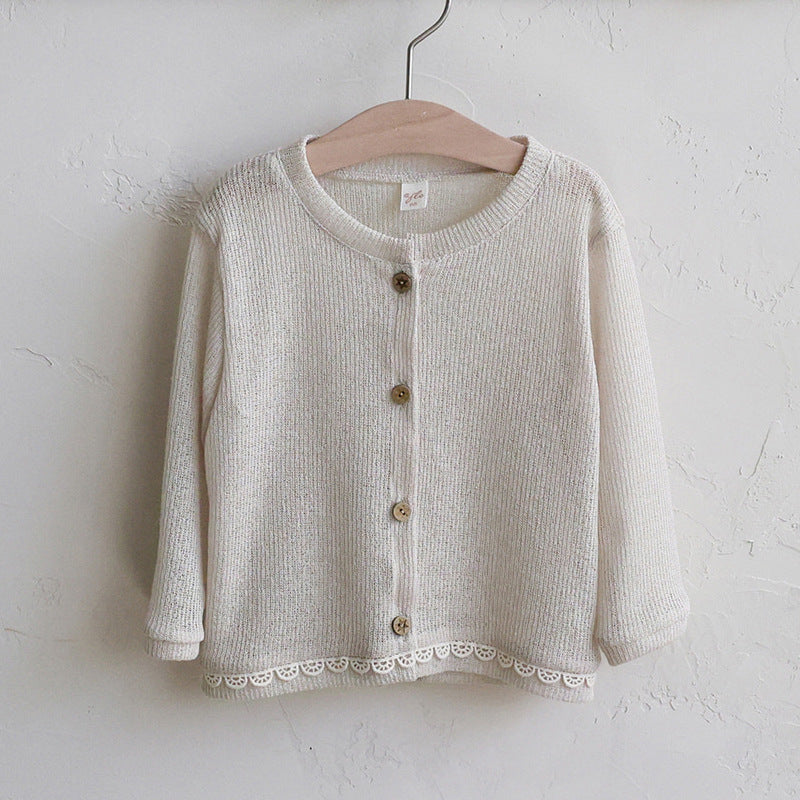 Lace Trim Knit Cardigan Openwork Summer Cardigan [mh0012984]