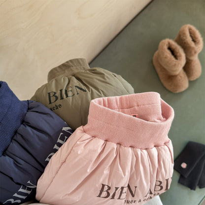 中綿防寒パンツ ジョガーパンツ 暖パン ロゴプリント【mh0011916】