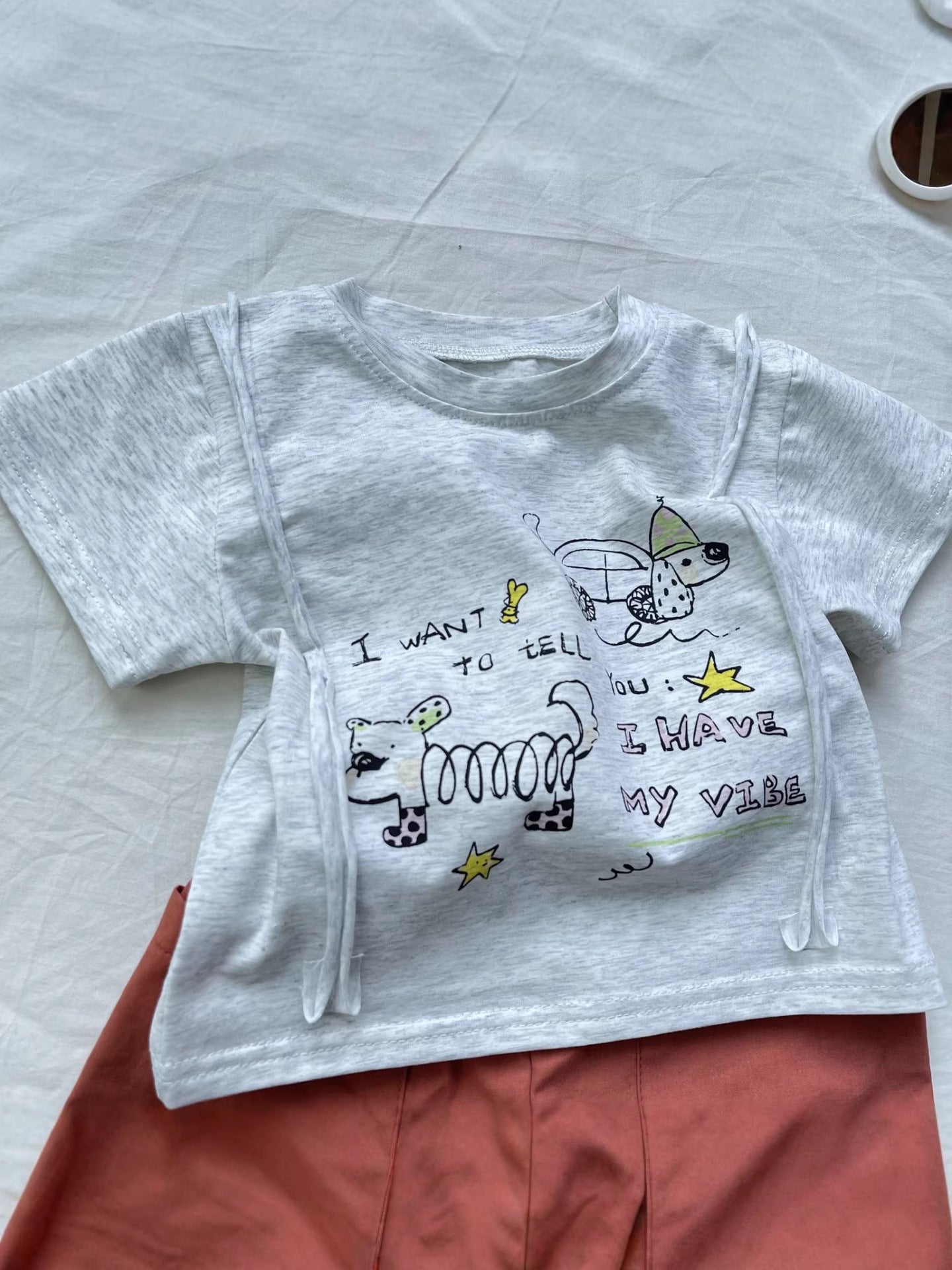 Doodle Art Cotton Shorts Set 犬イラスト 半袖Tシャツ セット【mh0012908】