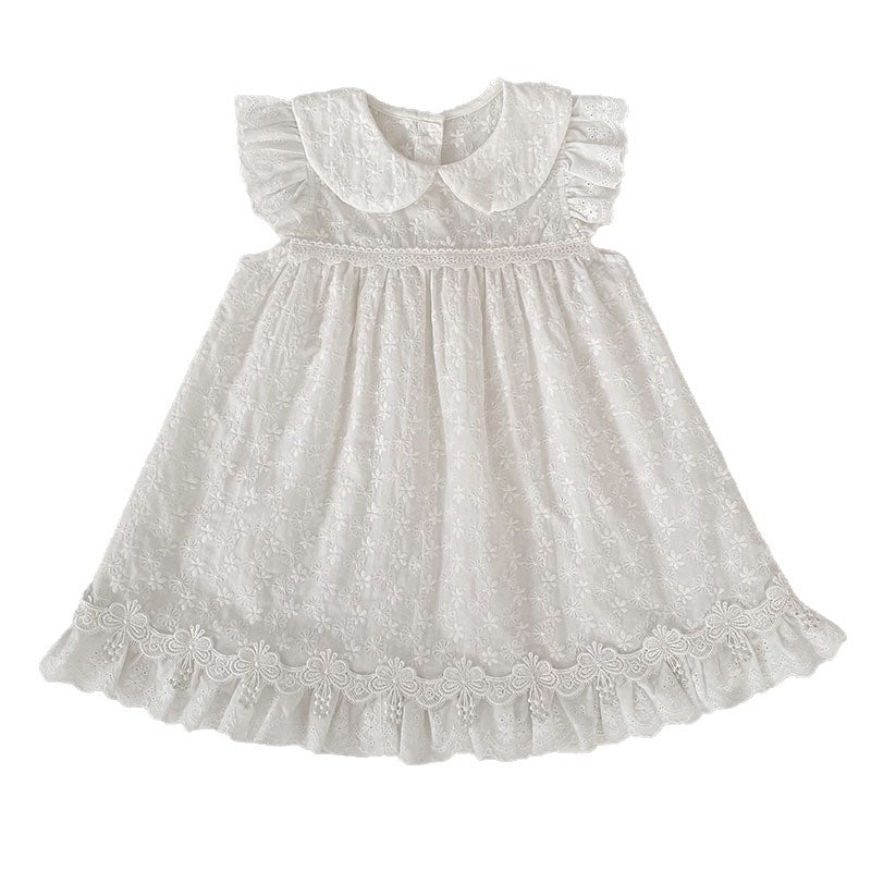 Lace Trim Doll Collar Romper Dress ラッフル ロンパース ミモレ丈ワンピース【mh0013160】