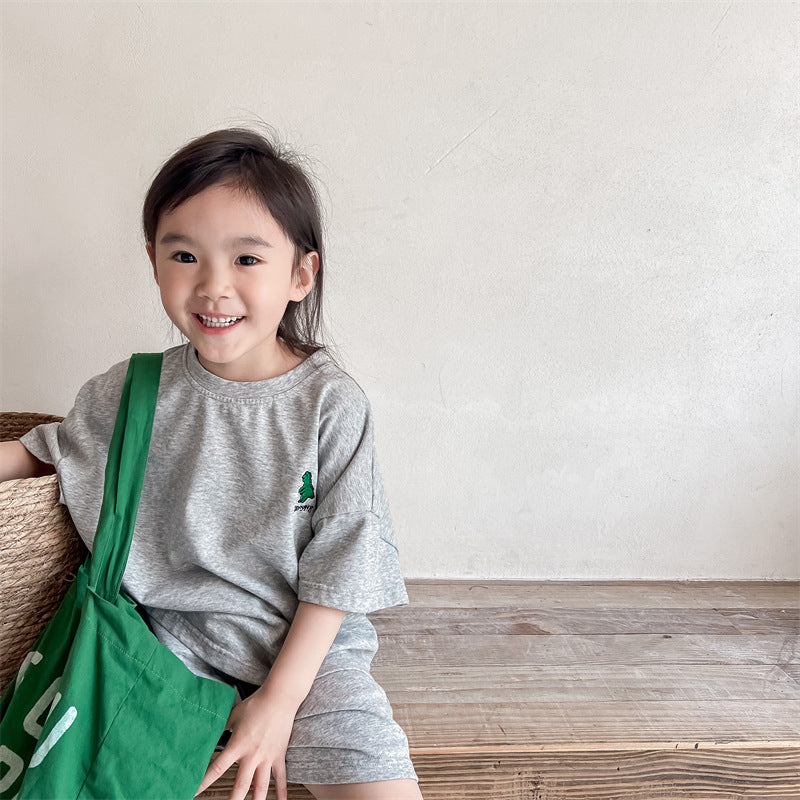 Kids Dinosaur One-Point Short-Sleeve T-Shirt & Shorts Set [mh0000881]