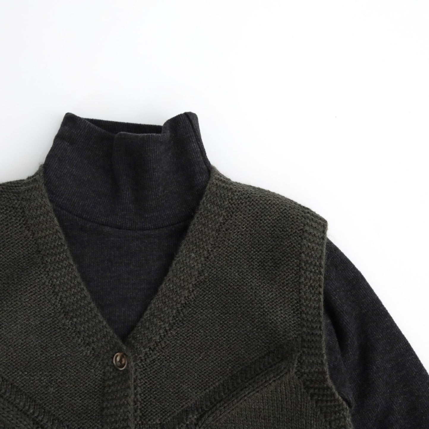 ウールベスト 前あき ニット シンプル Vネック【mh0011779】