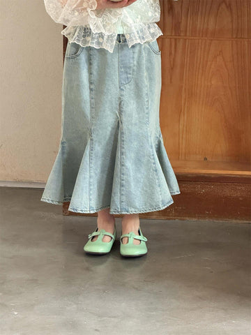 Vintage Wash Denim Skirt チューリップ ロングスカート【mh0012882】