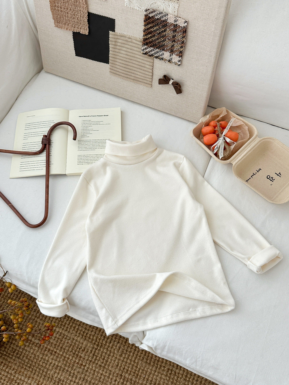 長袖Tシャツ キッズ ハイネック 無地 ベーシック くすみカラー トップス【mh0011664】