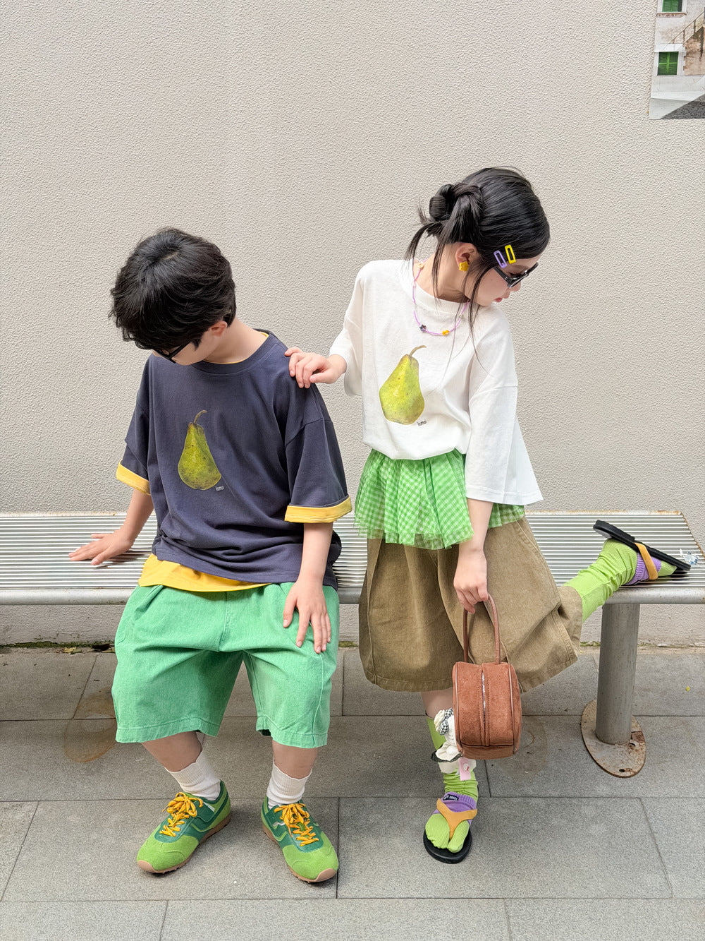 Pear Graphic Cotton Tee 洋梨 プリント半袖Tシャツ【mh0013525】