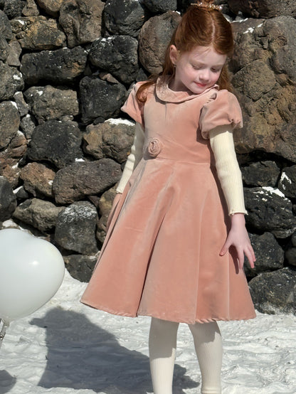 半袖パフスリーブワンピース レトロ クラッシック 発表会 ドレス【mh0011892】