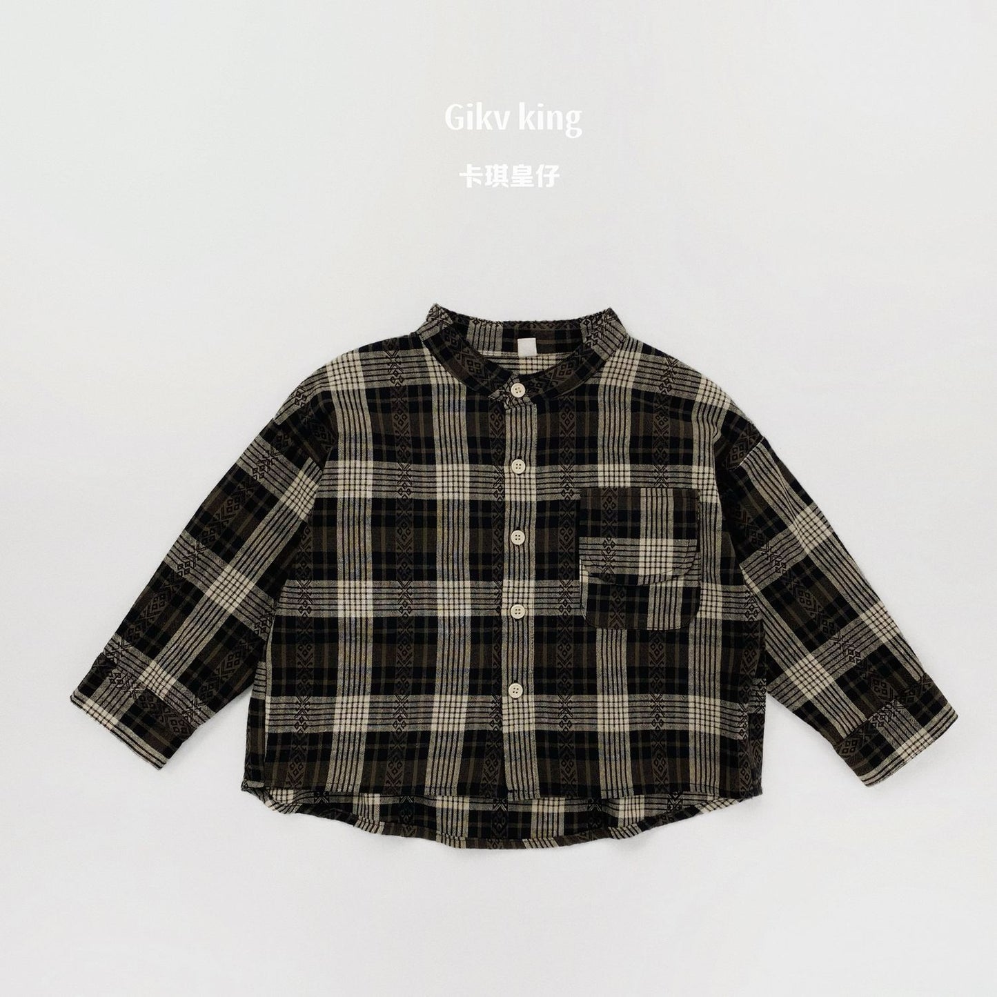 Vintage Plaid Long Sleeve Button Shirt キッズ チェック柄 シャツ【mh0012571】