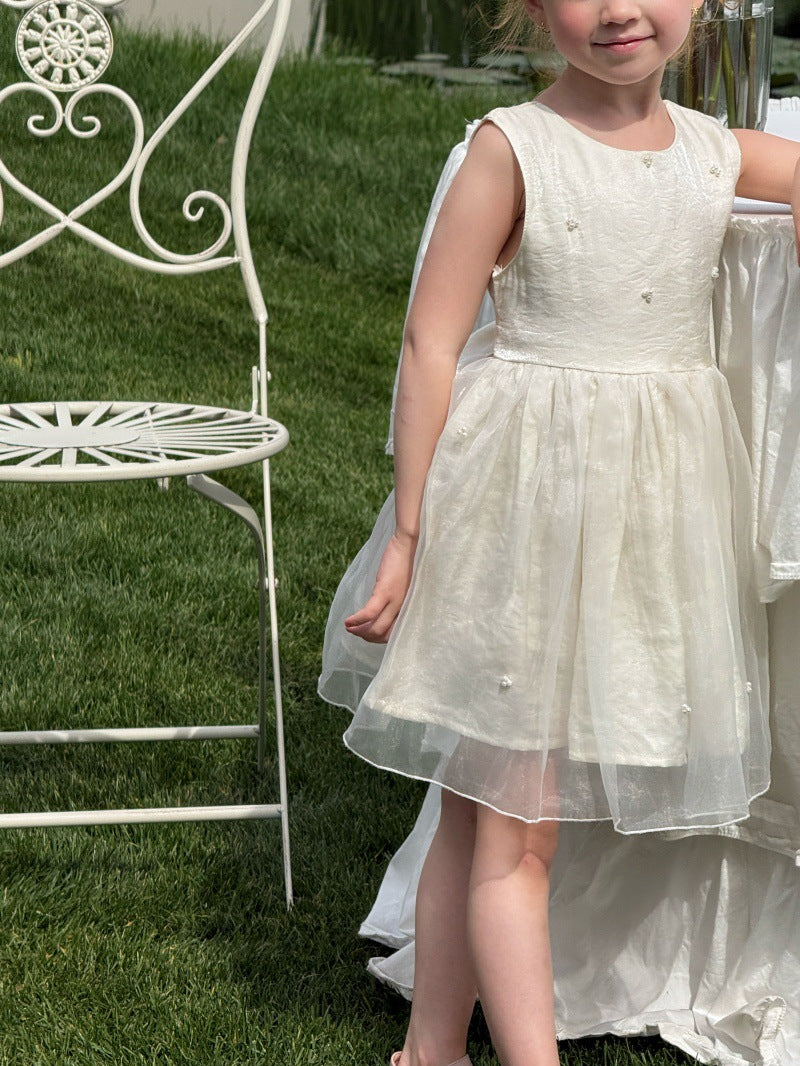 Sleeveless Beaded Princess Dress Satin Tulle チュール ノースリーブワンピース【mh0013234】