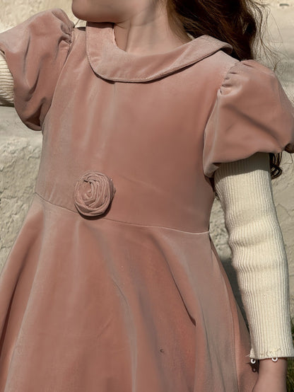 半袖パフスリーブワンピース レトロ クラッシック 発表会 ドレス【mh0011892】