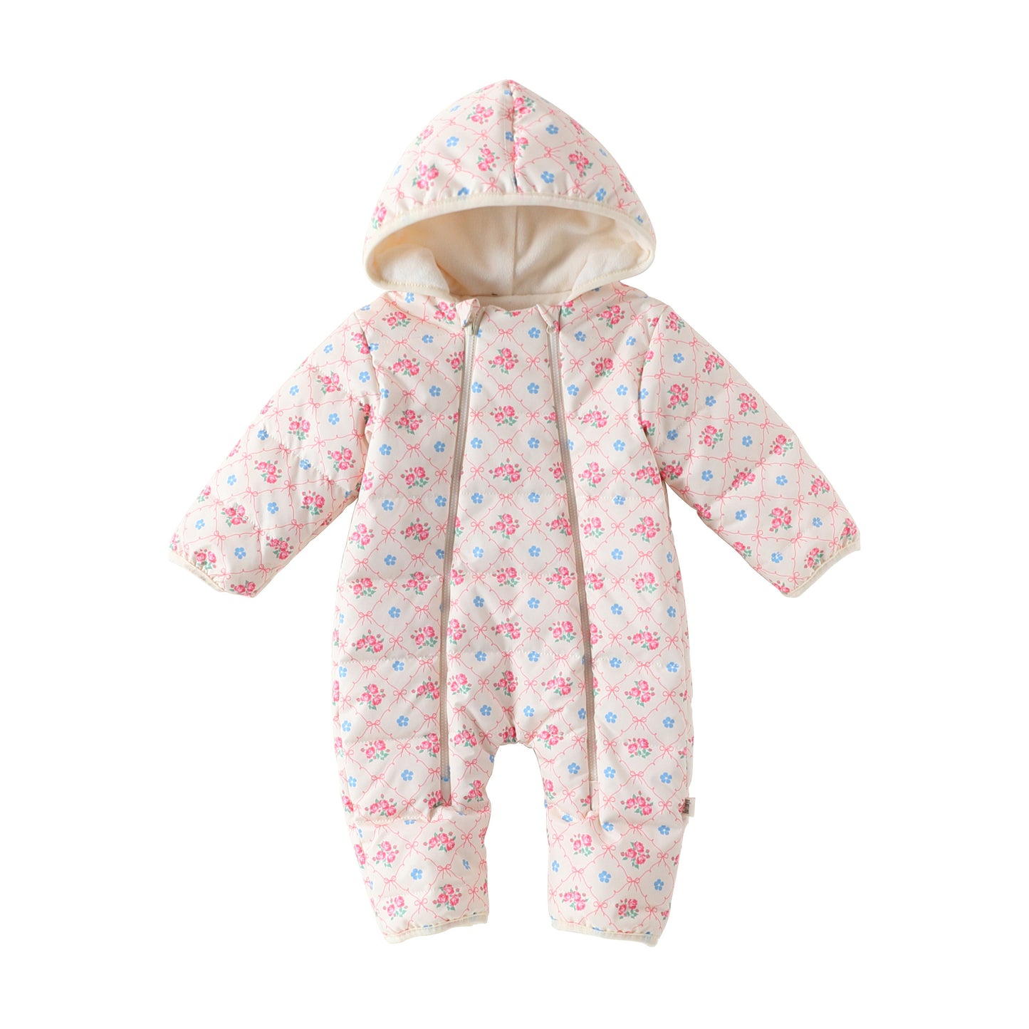 アウタージャンプスーツ プリント 中綿 厚手 フード付 キルティング【mh0011700】