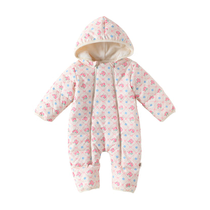 アウタージャンプスーツ プリント 中綿 厚手 フード付 キルティング【mh0011700】