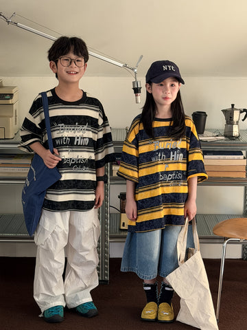 Striped Cotton Short Sleeve T-shirt ボーダー 半袖Tシャツ【mh0012522】