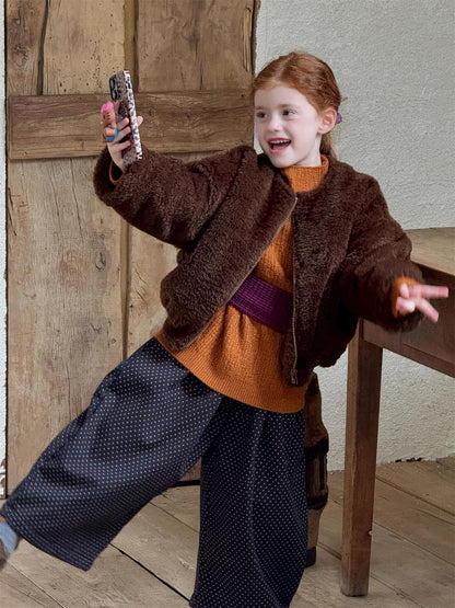 No-collar boa blouson, zip-up jacket, thick outerwear [mh0011758]