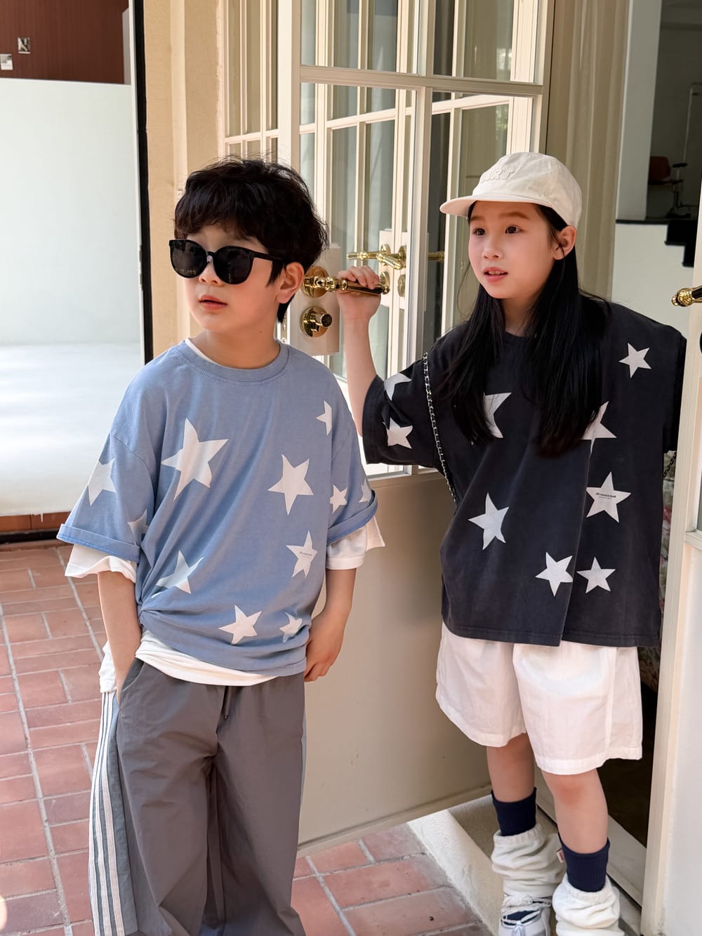 Star Print Loose Tee 星柄 半袖Tシャツ【mh0013524】