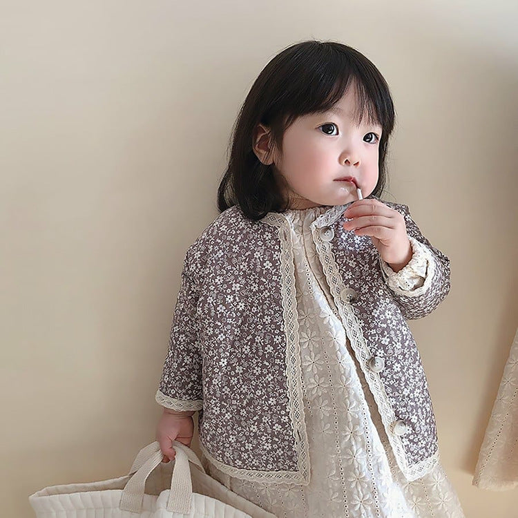 Floral Print Lace Trim Cardigan 花柄 レーストリム カーディガン【mh0012631】