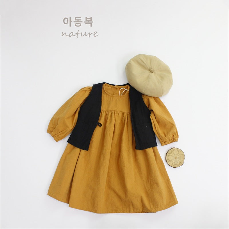 -キッズ コットンリネン ワンピース【mh0000321】 - mamahalo shop - 長袖ワンピース -  べビー服 - 子供服 - 男の子 - 女の子