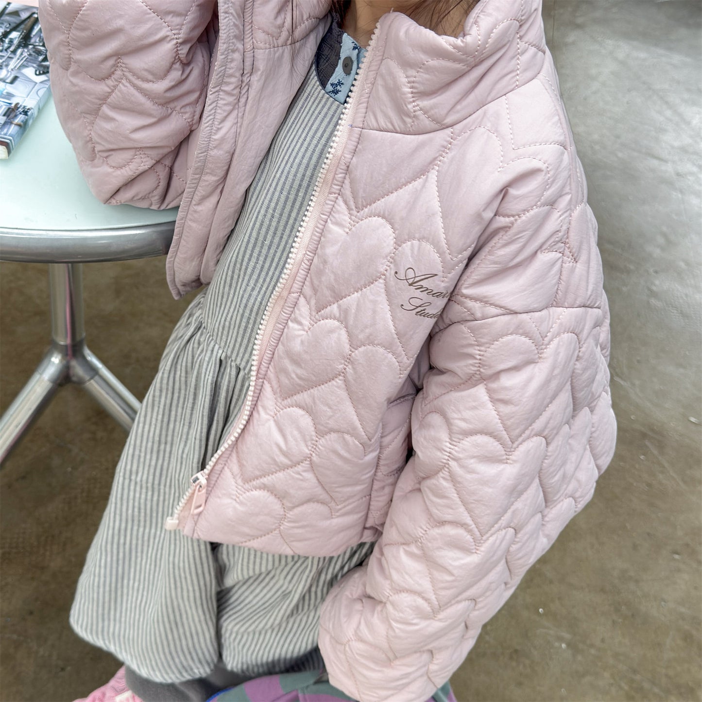 ハートキルティングジャケット キルトブルゾン ショートコート【mh0011912】