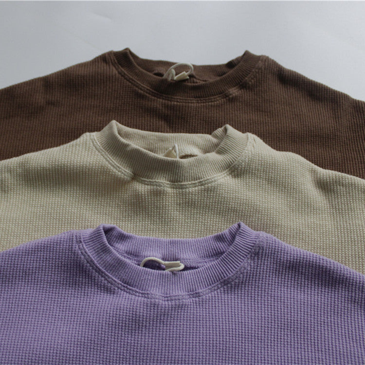Kids Waffle Dolman Sleeve Loose T-Shirt [mh0001887]