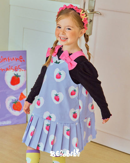 -いちごプリント長袖トップス/フリルレギンス/フリルワンピース/ノースリーブプリーツワンピース【mh0010988】 - mamahalo shop - ノースリーブワンピース -  べビー服 - 子供服 - 男の子 - 女の子