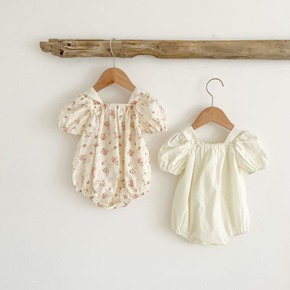 Baby Floral Solid Ribbon Short/Long Sleeve Romper [mh0000723]