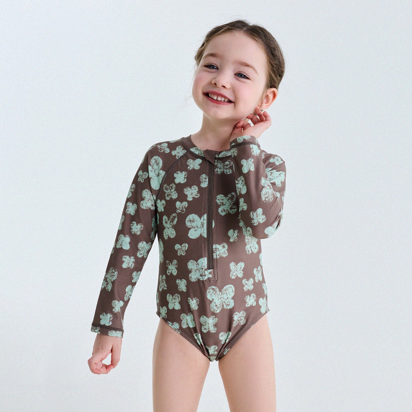 UPF50+ Sunscreen Long-Sleeved One-Piece Swimsuit ラッシュガード 長袖水着【mh0013191】
