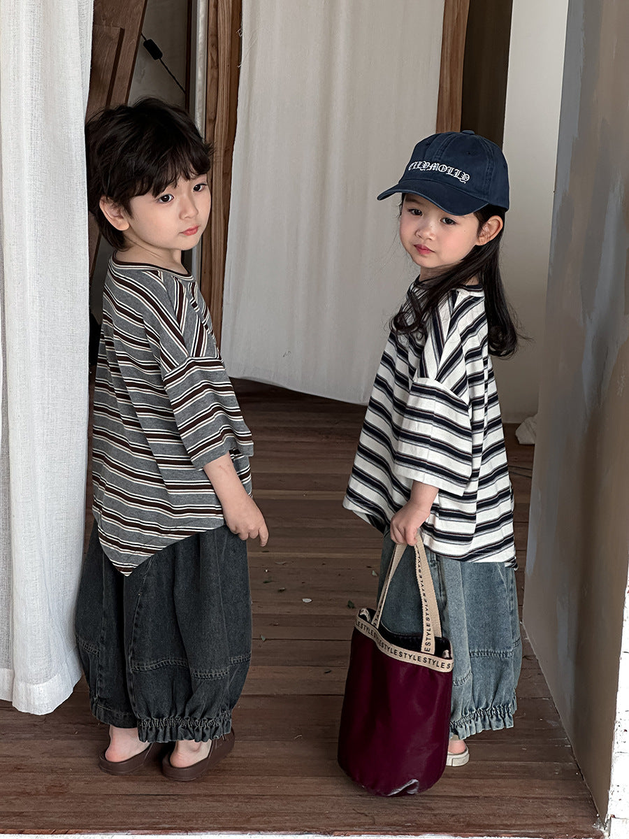 Gentered Pleated Elastic Denim Capris ウォッシュ クロップドパンツ【mh0013464】
