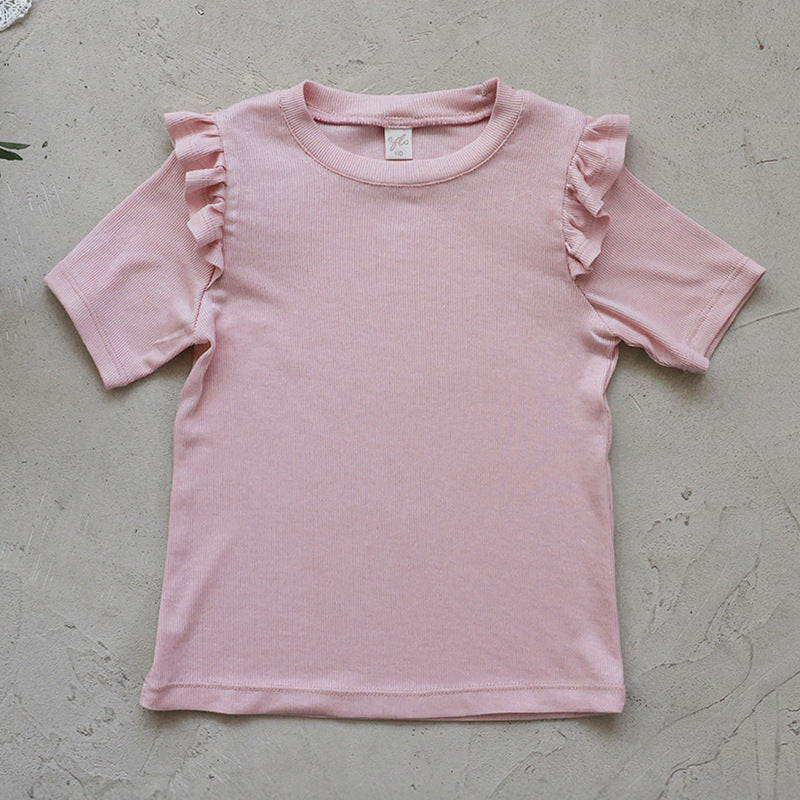 Ruffle Shoulder Tee - Mellow Ruffle Short Sleeve T-Shirt [mh0012986]