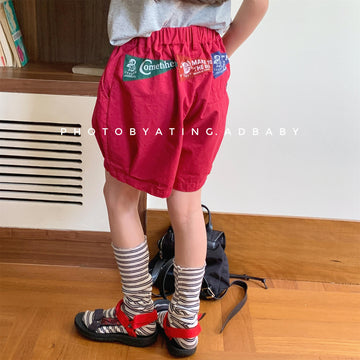 Pennant Patch Graphic Cotton Shorts ワッペン ショートパンツ【mh0012650】
