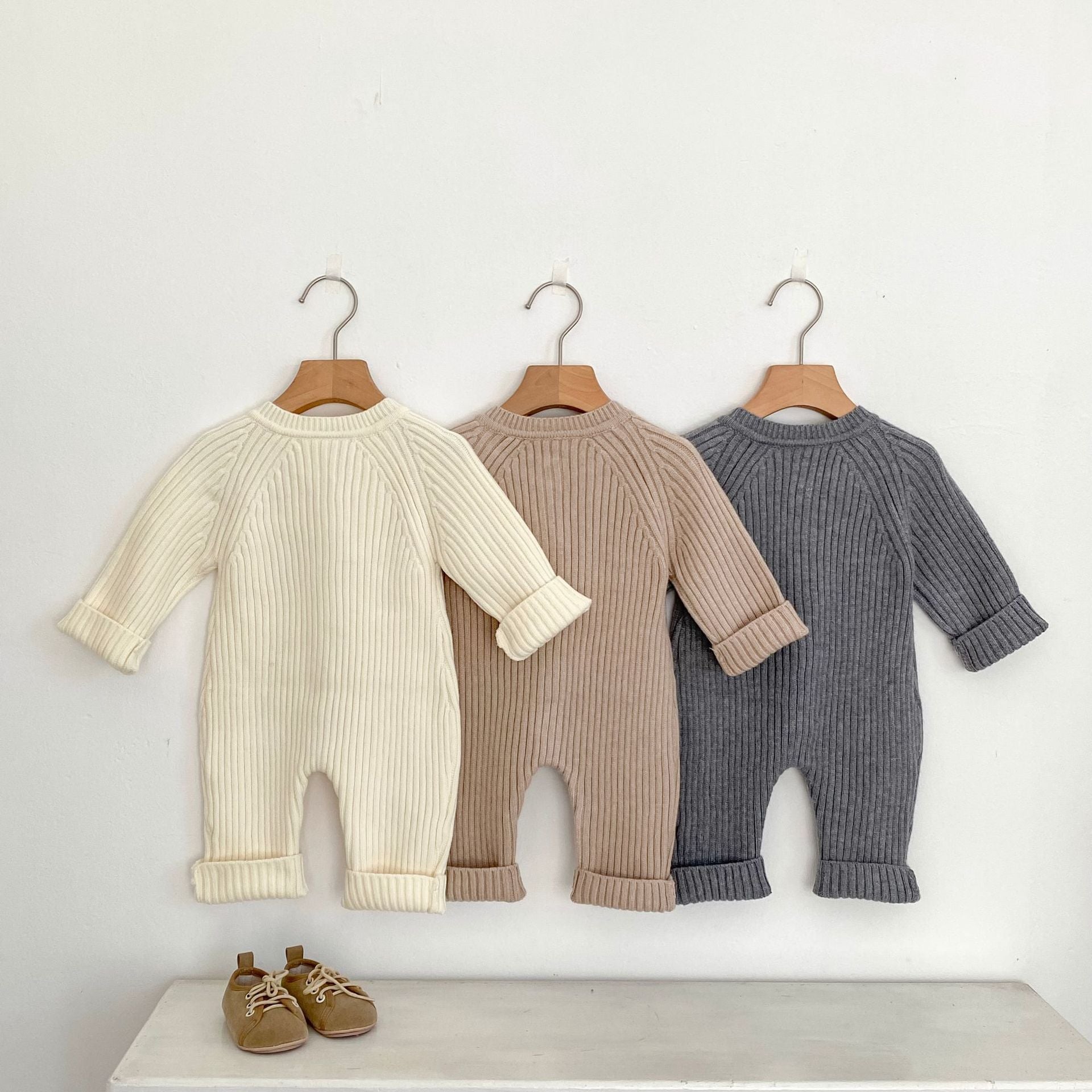 -リブニット長袖ジャンプスーツ【mh0010849】 - mamahalo shop - 長袖ロンパース -  べビー服 - 子供服 - 男の子 - 女の子