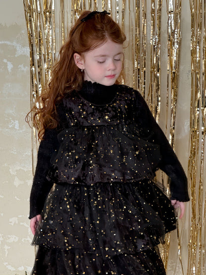 ノースリーブワンピース 星スタースパンコール メッシュドレス【mh0011891】