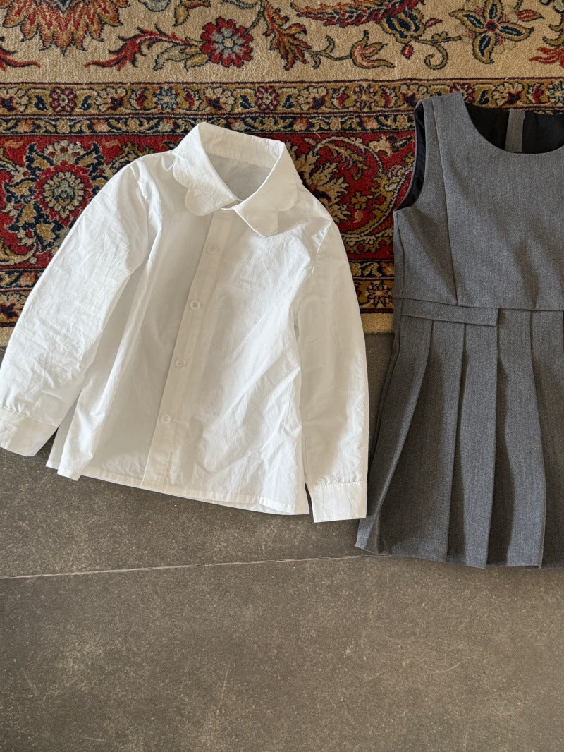 Kids Ruffled Collar Front Button Long Sleeve Shirt
