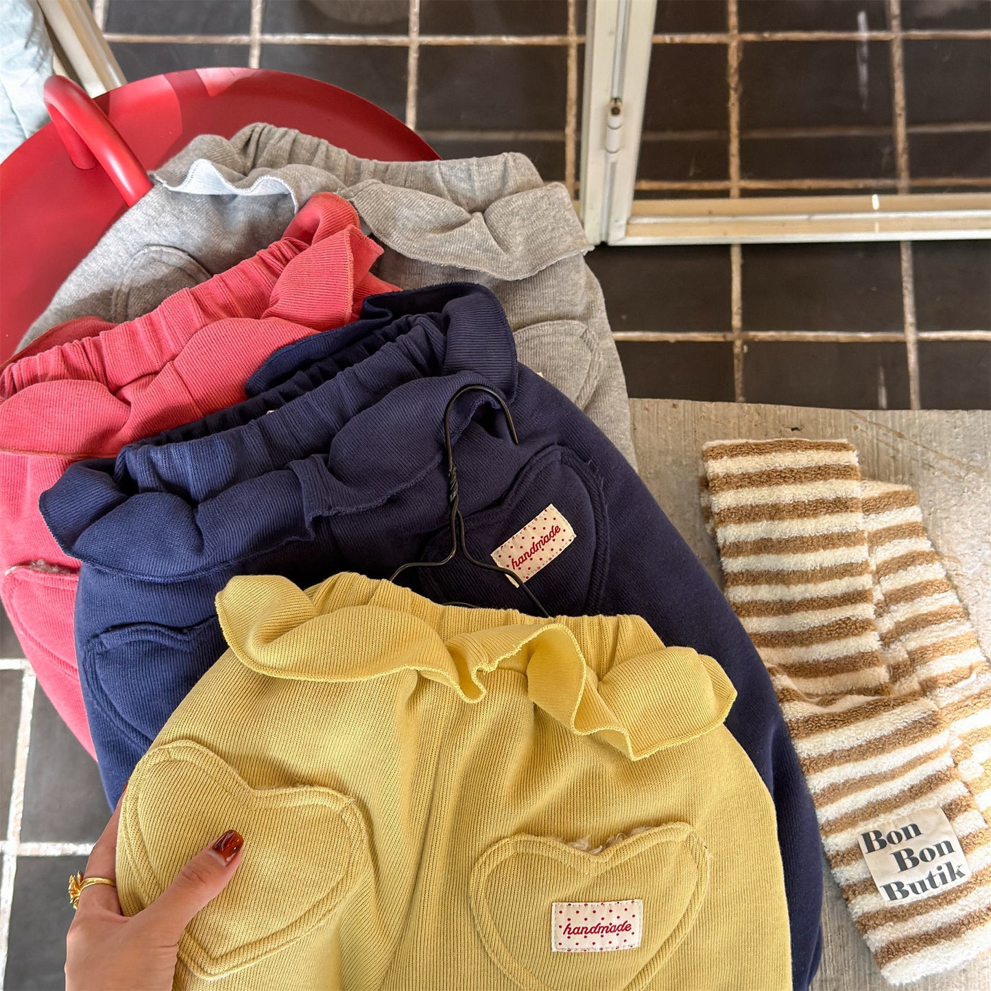 ハートポケットスウェットパンツ ジョガーパンツ 裏起毛【mh0011925】