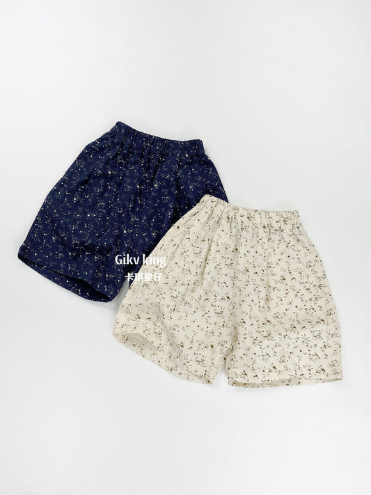 Floral Print Cotton Elastic Waist Shorts 小花柄プリント ハーフパンツ【mh0013480】