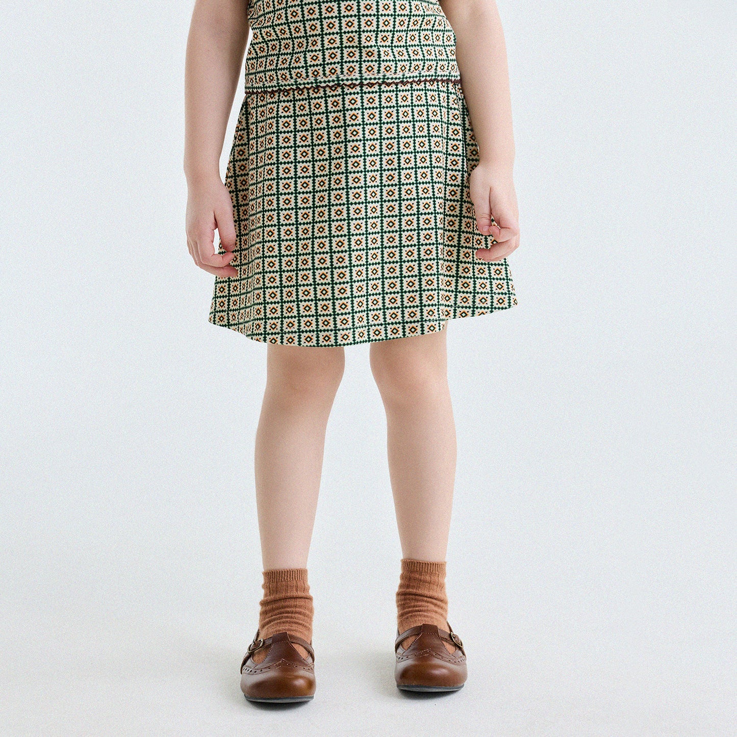 Retro Geometric Tank Top Skort ダイヤ柄 タンクトップ パンツインスカート【mh0013185】