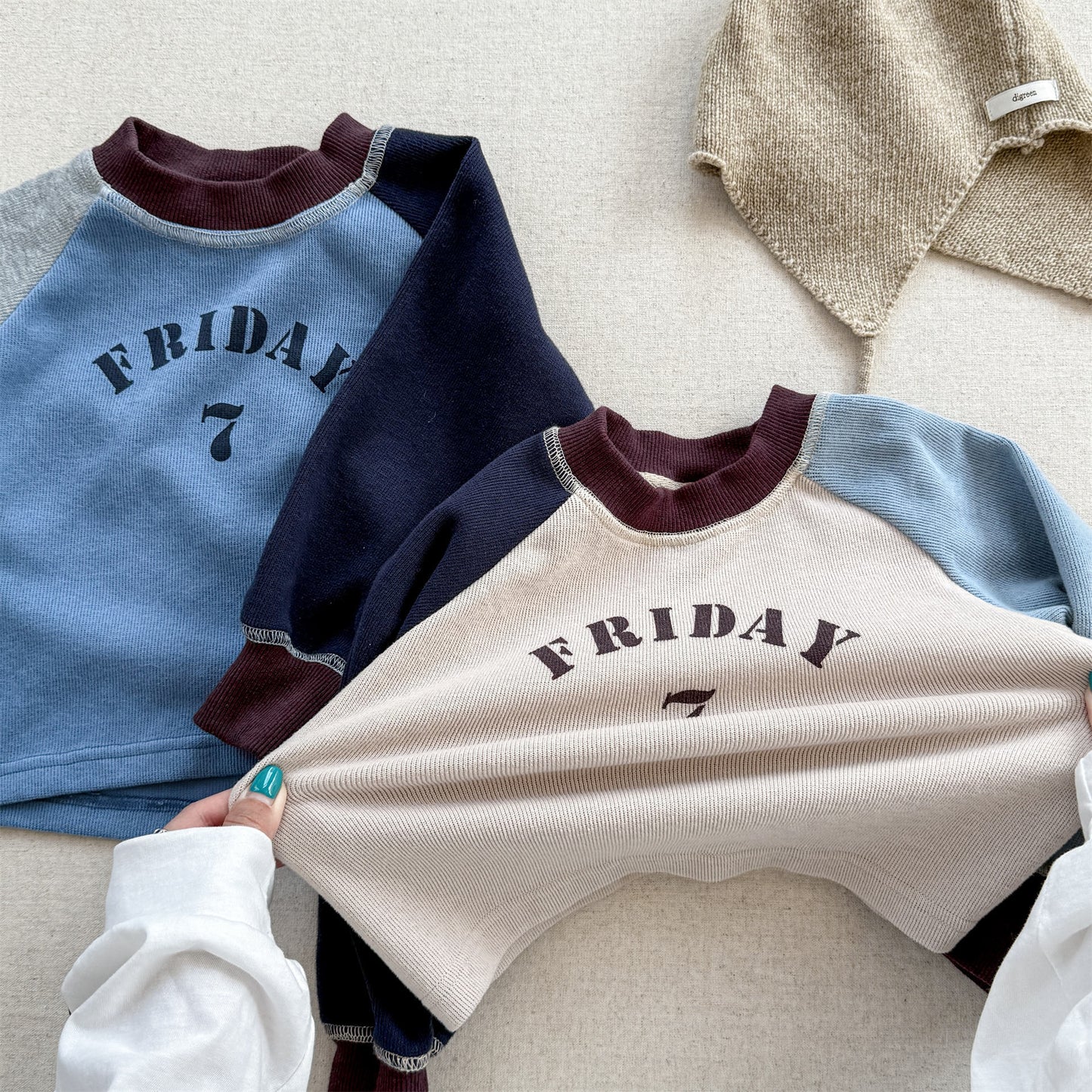 -ロゴプリント長袖スウェット ラグランTシャツ【mh0010812】 - mamahalo shop - 長袖Tシャツ -  べビー服 - 子供服 - 男の子 - 女の子