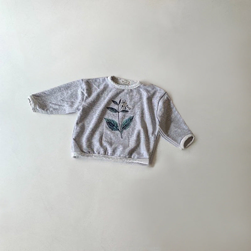 Flower Graphic Cotton Sweatshirt ボタニカル柄 長袖Tシャツ【mh0012627】