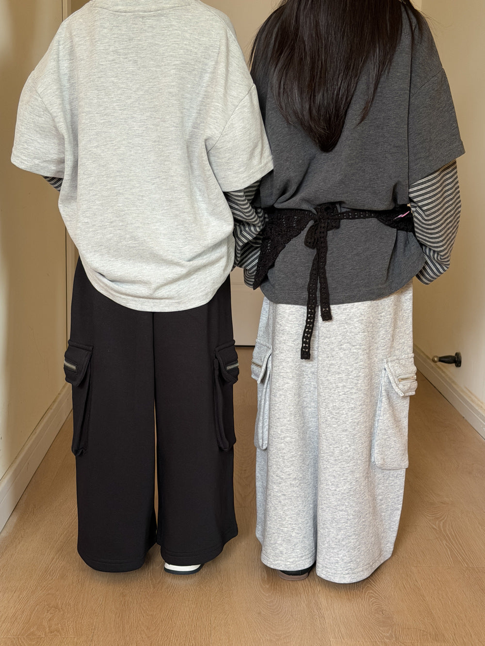 キッズ ジップ ポケット ワイド ルーズ スウェットパンツ ロングパンツ【mh0013922】
