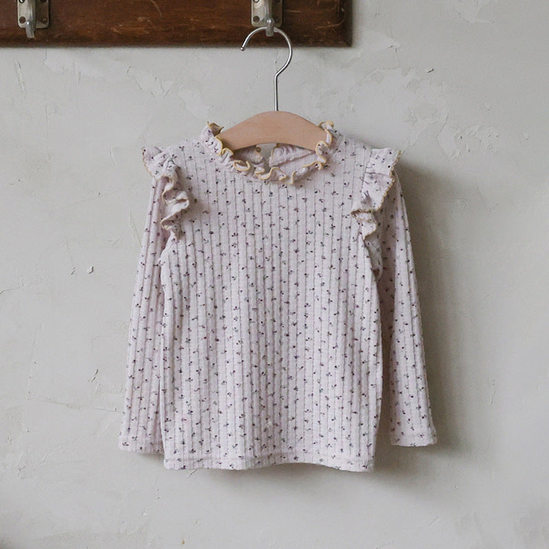 キッズ フリル 小花柄 長袖Tシャツ【mh0014221】