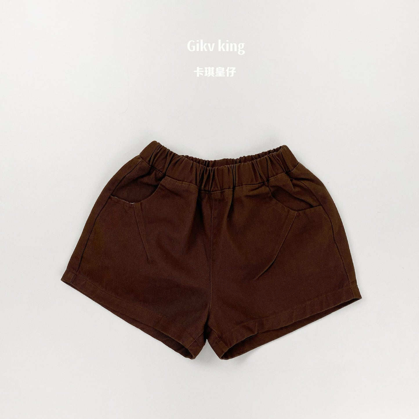 Elastic Waist Solid Casual Shorts 無地 シンプル ショートパンツ【mh0012827】