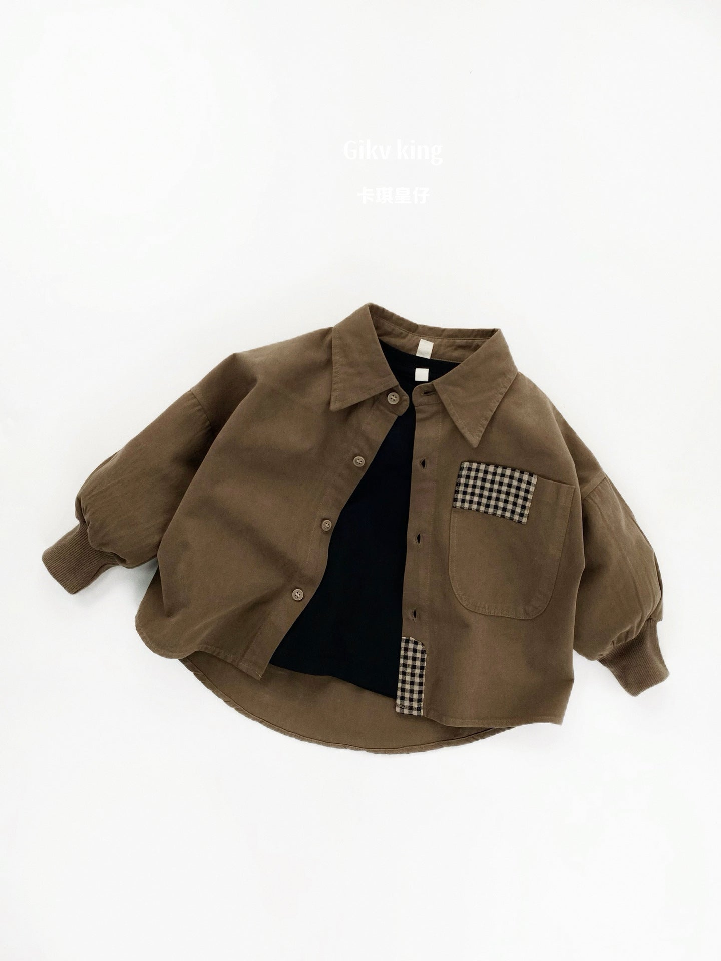 Plaid Patchwork Lantern Sleeve Shirt チェック パッチワーク シャツ【mh0012562】